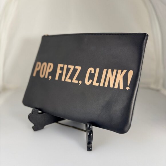 Kate Spade “POP, FIZZ,CLINK!” Zipper Pouch Cow Leather - Picture 3 of 11